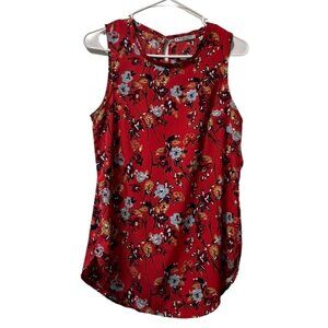 Abercrombie‎ & Fitch Top Size Small Red Floral Essentials Sleeveless Cottagecore